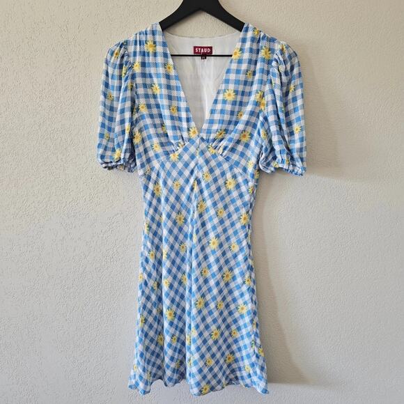 Staud Gingham Daisy Mini Dress - Picture 2 of 8